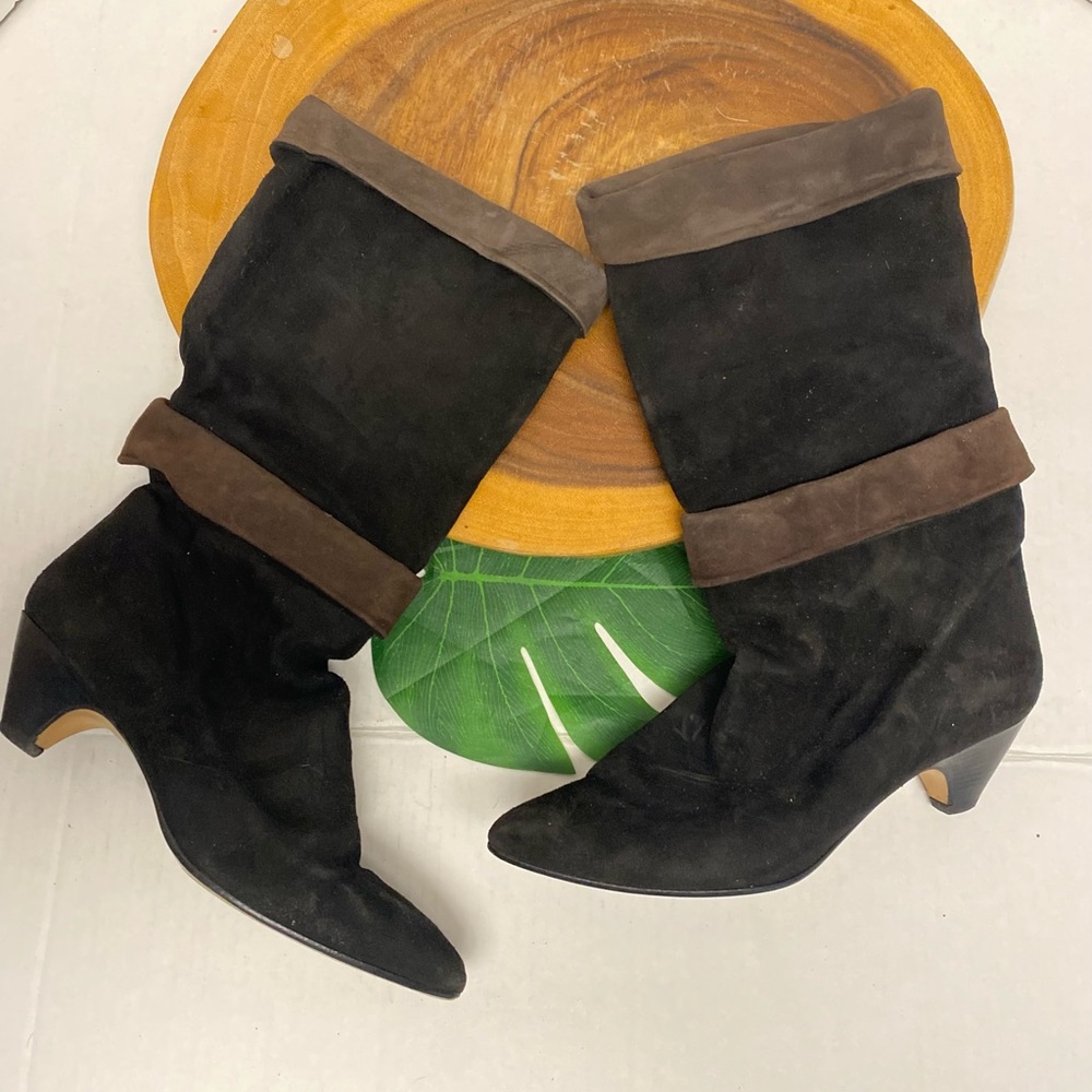 Phyllis Poland Suede Color Block Retro Boots - image 1